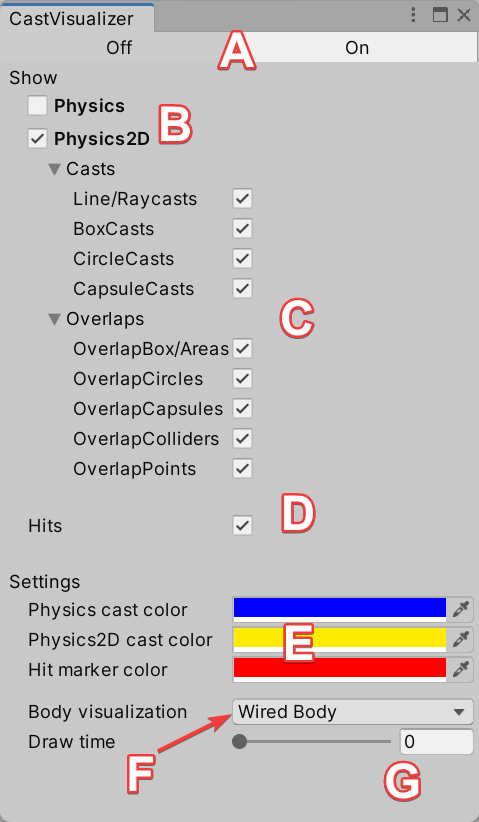 Cast visualizer window layout