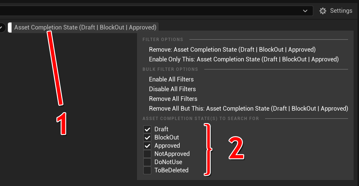 Configure asset filter - steps